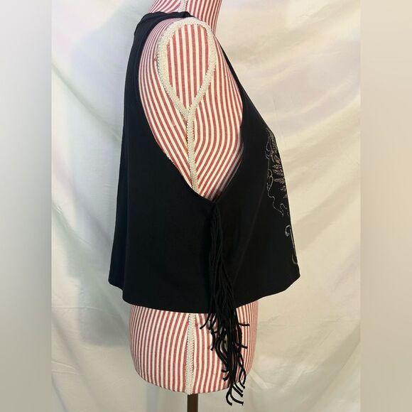 Urban Outfitters Black Top Fringe Dragon Indie Grunge Alternative NWT Size Small - Picture 6 of 11